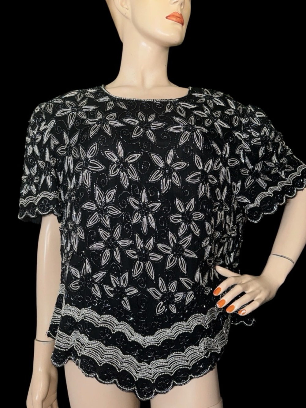 Vintage Beaded Papell Boutique Evening Top